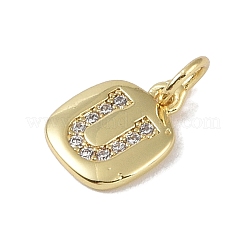 Placage de crémaillère en laiton micro pavé breloques en zircone cubique claire&nbsp;KK-E110-14G-U