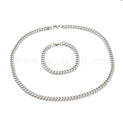 Schmucksets aus kubanischen Gliederketten und Armbändern aus Edelstahl 304&nbsp;SJEW-B019-03B-P