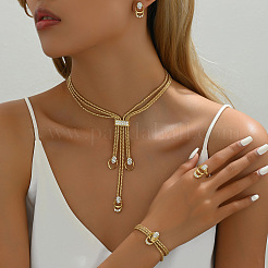 Ovale Halsketten & Ohrstecker & Ringe & Armbänder aus Legierung mit Kristall-Strass für Damen&nbsp;FS-WGAF910-01