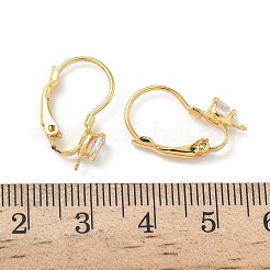 Orecchini a leva con micro pavé di zirconi cubici trasparenti in ottone a goccia&nbsp;KK-Z136-24G-02