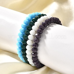 Facettierte undurchsichtige einfarbige Kristallglas-Rondellperlen strecken Armbänder&nbsp;BJEW-F072-M
