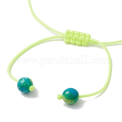 Pulseras trenzadas ajustables de cuentas sintéticas de jade blanco océano y turquesa.&nbsp;BJEW-JB11297-03