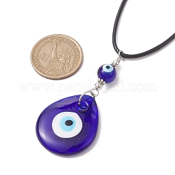 Larme au chalumeau avec colliers pendentif mauvais œil&nbsp;NJEW-JN04595-01