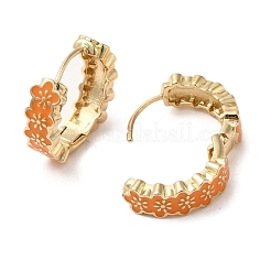 Orecchini a cerchio in ottone dorato a forma di fiore&nbsp;EJEW-L268-015G-05