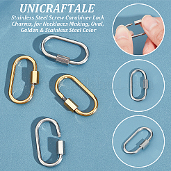 4 Stück 2 Farben 304 Edelstahl Schraubkarabiner Schloss Charms&nbsp;STAS-UN0053-34
