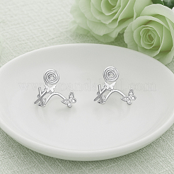 4 paire de boucles d'oreilles manchette en laiton micro pavé de zircones cubiques transparentes&nbsp;EJEW-HY0001-26