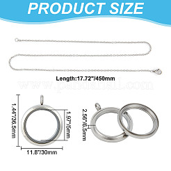 DIY Blanko-Kuppel 304 Edelstahl Medaillon Anhänger Halskette Herstellungsset&nbsp;STAS-DR0001-02P