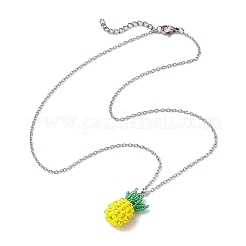 Collane con ciondolo di perline di vetro intrecciate a forma di ananas&nbsp;NJEW-JN05032