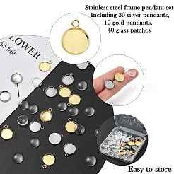 Kits de fabrication de pendentifs en acier inoxydable 304 à dôme vierge&nbsp;DIY-YW0010-48