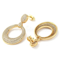 Orecchini pendenti con micro pavè di zirconi cubici in ottone placcato a cremagliera&nbsp;EJEW-M230-19G
