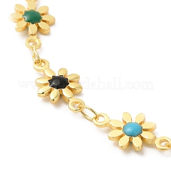 Bunte Emaille-Blumen-Gliederketten-Halsketten&nbsp;NJEW-G100-04G