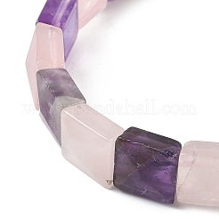 Bracelets extensibles en perles d'améthyste naturelle et de quartz rose pour femmes et hommes&nbsp;BJEW-C097-06-13