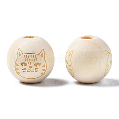 Perles européennes en bois naturel non fini&nbsp;WOOD-S045-152
