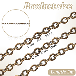 5 Yard Messing Kabelketten Kabel Kette Größe 2x1.5x0.5mm antike Bronze Schmuck Kette&nbsp;CHC-PH0001-13AB-FF