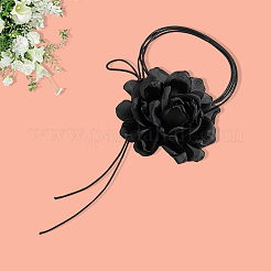1 Stück Retro-Halsketten mit Rosenblüten aus gewachster Kordel für Damen&nbsp;NJEW-CP0001-05A