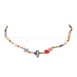 Graines de verre de fleurs et colliers de perles&nbsp;NJEW-JN04677-02