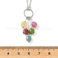 Colliers pour femmes avec pendentif à pompon en tourmaline naturelle multicolore facettée&nbsp;NJEW-JN06448-01