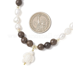 Halskette für Damen: Türkis-Anhänger (8 mm)&nbsp;NJEW-JN05938