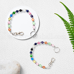 2 porte-clés en perles œil de chat en verre&nbsp;HJEW-SC0002-23