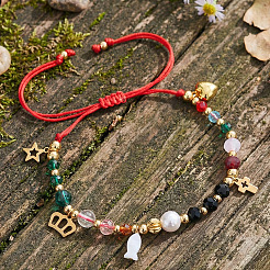 Chakra-Armbänder aus Edelstahl 304 mit Muschelanhänger&nbsp;RE0634-2