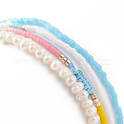 Set di braccialetti elastici con perline di semi di vetro e perle naturali in stile 4 pz&nbsp;BJEW-JB08893