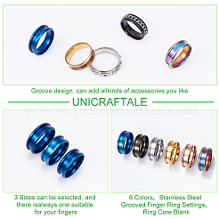 18 stücke 18 stile 201 edelstahl geriffelte finger ring einstellungen&nbsp;STAS-UN0042-78