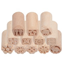 12 Stück 12 Arten runde Holzformen für traditionellen chinesischen Mondkuchen&nbsp;AJEW-CA0004-24
