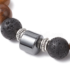 Stretch-Armbänder für Männer aus natürlichem Moosachat & Lavastein & Granat & Tigerauge & nicht magnetischen synthetischen Hämatit-Rundperlen&nbsp;BJEW-JB11942