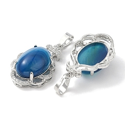 Natürlicher blau gebänderter Achat (gefärbt und erhitzt) ovale Anhänger&nbsp;G-NH0025-15P-06