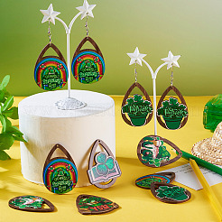 St. Patrick's Day DIY-Set zur Herstellung von tropfenförmigen Ohrringen aus Holz&nbsp;DIY-TA0009-12