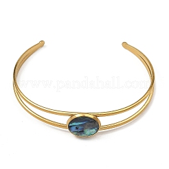 Armreifen aus Edelstahl 304 und natürlicher Paua-Muschel für Damen&nbsp;BJEW-JB14122-02