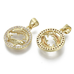 Pendentifs avec zircon cubiques à micro-pavés en laiton&nbsp;ZIRC-S061-199E-G-NF
