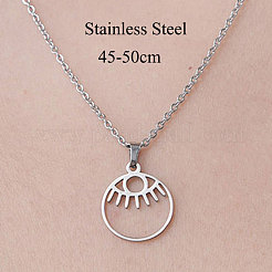 Collana pendente a forma di occhio cavo in acciaio inossidabile 201 anti-ossidazione&nbsp;NJEW-OY001-43
