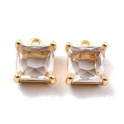 Rack-plattierte Messing-Glas-Charms&nbsp;KK-D070-03G