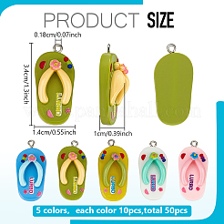 50pcs 5 couleurs pendentifs en résine opaque&nbsp;RESI-ME0001-27