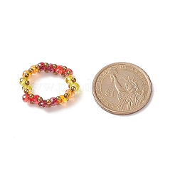 Glas geflochtener Perlenfingerring für Frauen&nbsp;RJEW-JR00467-01