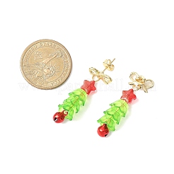 Weihnachtsbaum-Ohrstecker aus Glas- und Acrylperlen&nbsp;EJEW-JE06671