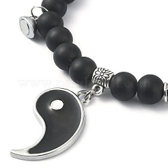 Ensemble de bracelets extensibles en perles rondes en verre et pierre de lave naturelle&nbsp;BJEW-JB09847