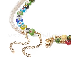 2 pz 2 stili fatti a mano in vetro millefiori e perle naturali e semi di vetro collane di perline set per le donne&nbsp;NJEW-JN04185