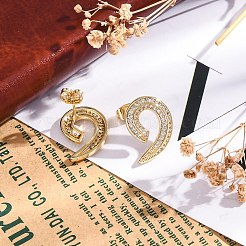 Ohrstecker mit Gestellplattierung aus Messing mit Mikropavé und klaren Zirkonia-Steinen für Damen&nbsp;EJEW-C125-28G
