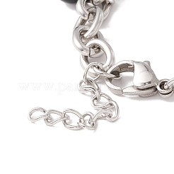 Bracelet rond en lampwork avec breloque en forme de cœur et de trèfle et chaîne en acier inoxydable 304 pour femme&nbsp;STAS-P304-16P