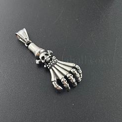 Retro-Rock-Punk-Männer Schädel 304 Edelstahl Anhänger Halsketten&nbsp;SP0415
