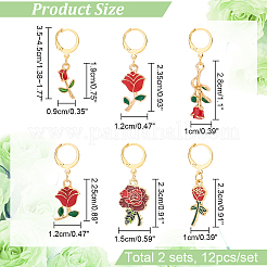 12 stücke 6 stil valentinstag thema legierung emaille rose blume charms verriegelung stichmarker&nbsp;HJEW-PH01624