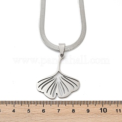 Collane con ciondolo a forma di foglia di ginkgo in acciaio inossidabile 201 con catene a spina di pesce&nbsp;NJEW-K253-36P