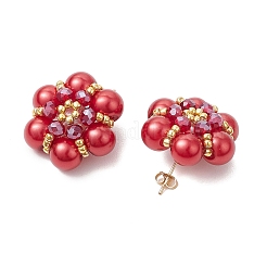 Pendientes con forma de flor y cuentas de semillas de vidrio&nbsp;EJEW-MZ00349