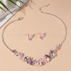 Conjuntos de collar y pendientes de esmalte de aleación de mariposa para mujer&nbsp;FS-WGFD103-01