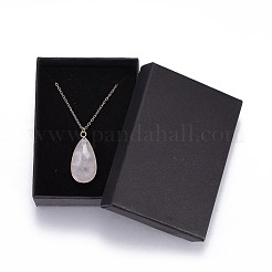 Teardrop natürliche Rosenquarz Anhänger Halsketten&nbsp;NJEW-JN02321-03
