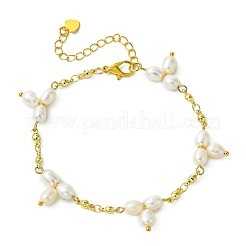 Bracelets pour femmes en perles de culture d'eau douce naturelles et breloques en laiton&nbsp;BJEW-JB14108