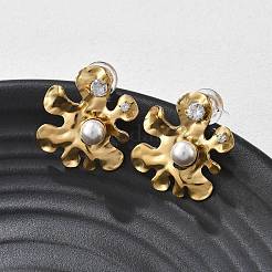 Pendientes de acero inoxidable 304 con circonita cúbica transparente&nbsp;EJEW-R020-05G-01
