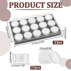 15 Fächer runde Acryl-Aufbewahrungsboxen für lose Diamanten&nbsp;CON-WH0089-78B